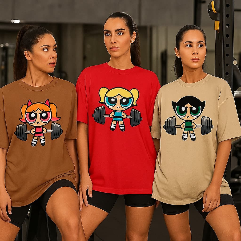 KIT 3 Camisetas Blusão Feminino Roupa De Academia Fitness Meninas Super Poderosas Camisa Treino