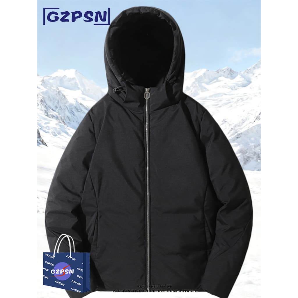 Preto cor sólida Jiujiang para baixo jaqueta masculina leve com capuz Casual jaqueta de inverno quente jaqueta de invern