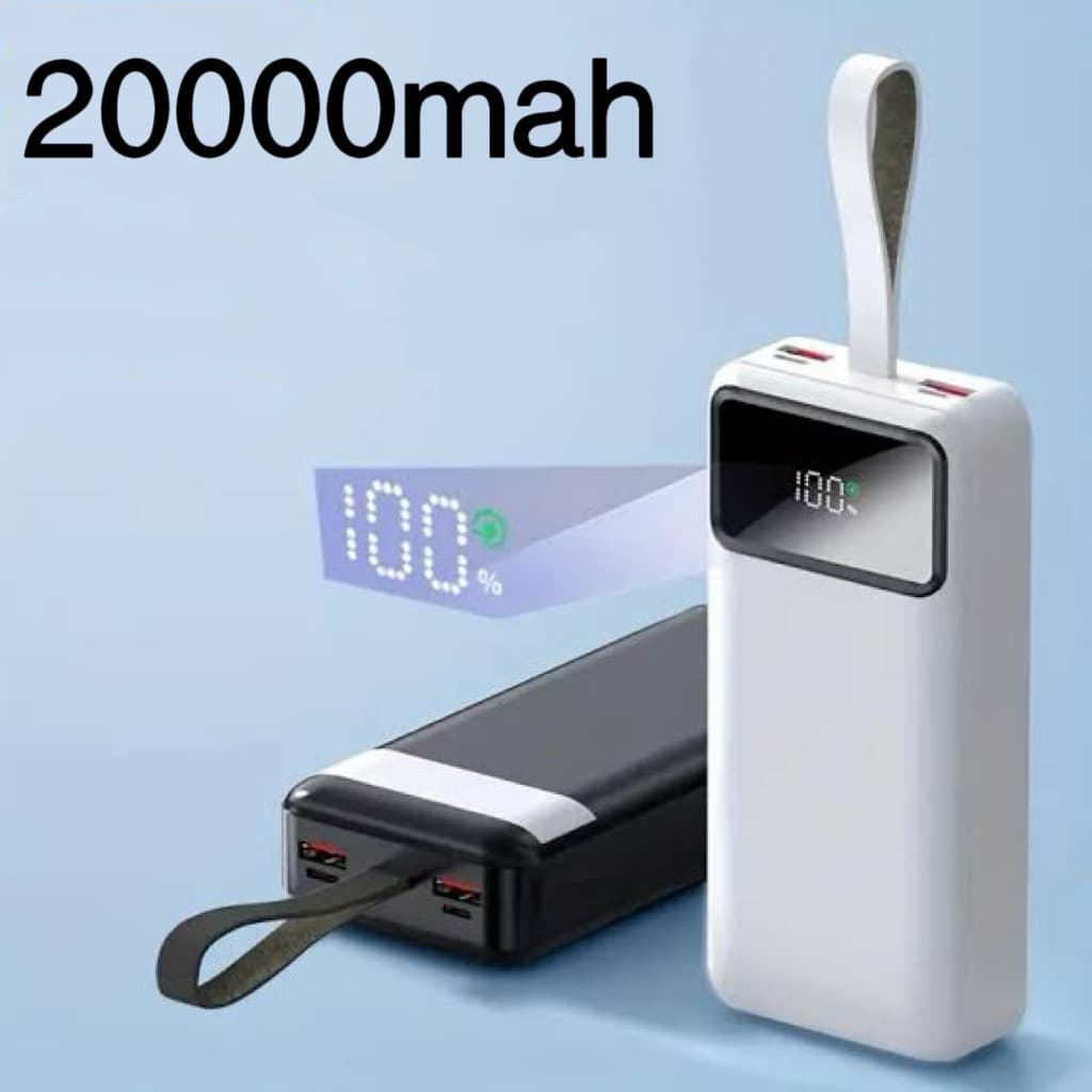 Power Bank 20000mAh Portátil Display Digital USB Carregador Rápido Universal Celular