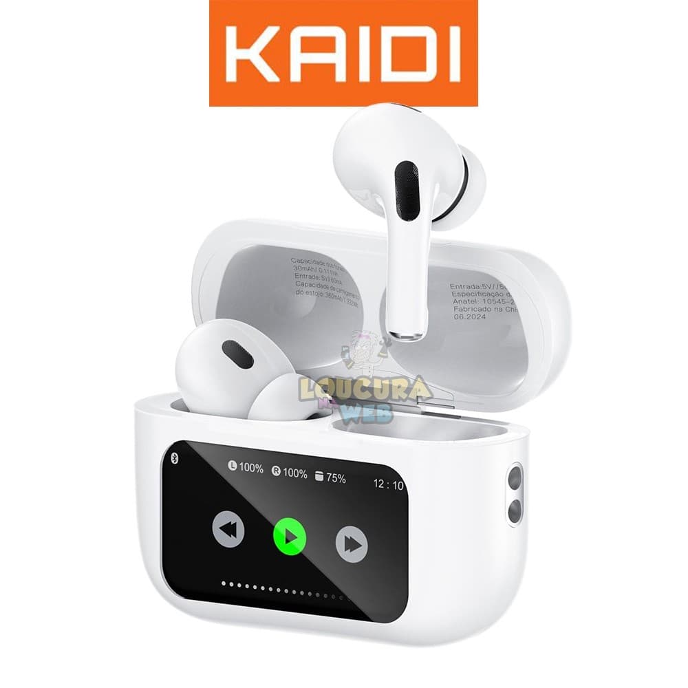 Fone Bluetooth Kaidi 7019 Tela Touch Original Cancelamento De Ruído Bluetooth