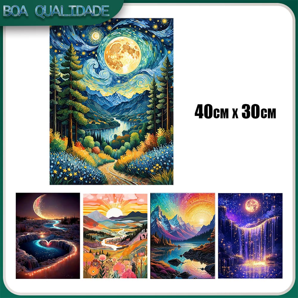 Diamante Art Pintura Diamante 5D Pintura De Diamante Pintura Diy 5D Diamante Quadrado Com 40x30cm Stellar Variados