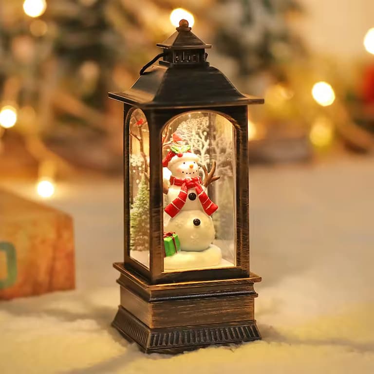 Decoração Natal Lamparina Nevada Luminária  Natalina LED Decoração Boneco de Neve Rena  Presente