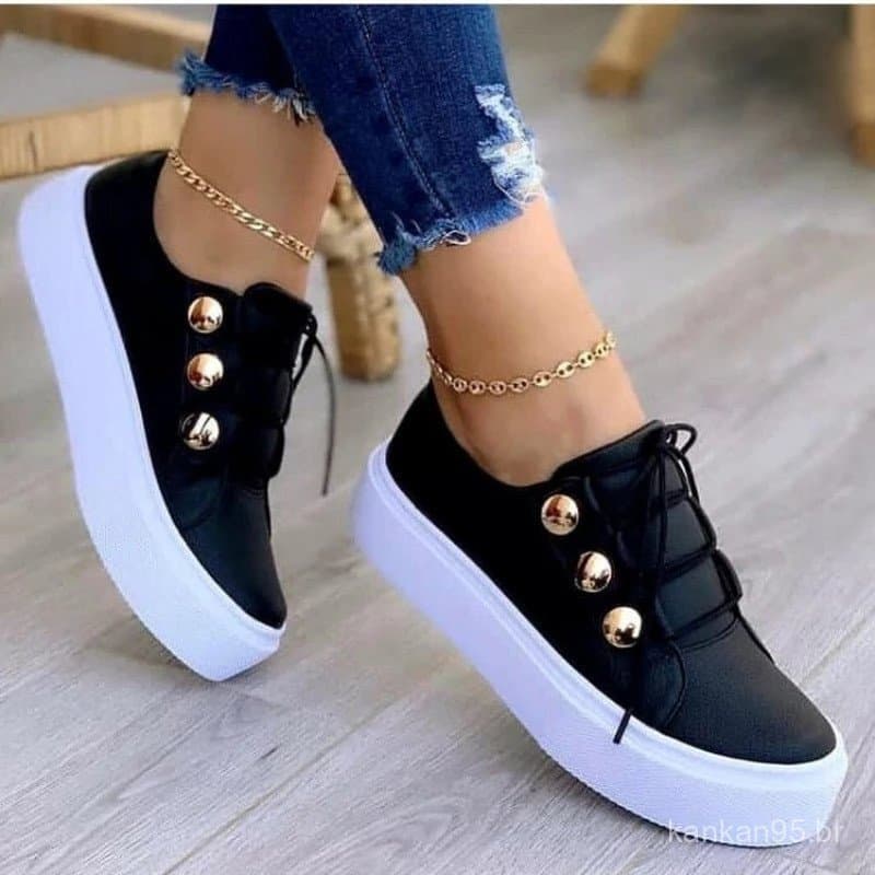 Tênis Vulcanizados Femininos para Atividades ao Ar Livre, Sapatos de Plataforma Esportivos, Tênis Casuais Femininos, Tên