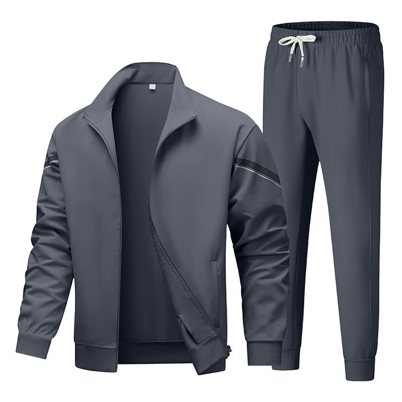 Novo Conjunto Esportivo Casual Primavera/Outono, Moletom com Zíper Tamanho Grande e Conjunto Combinando, Conjunto de Dua