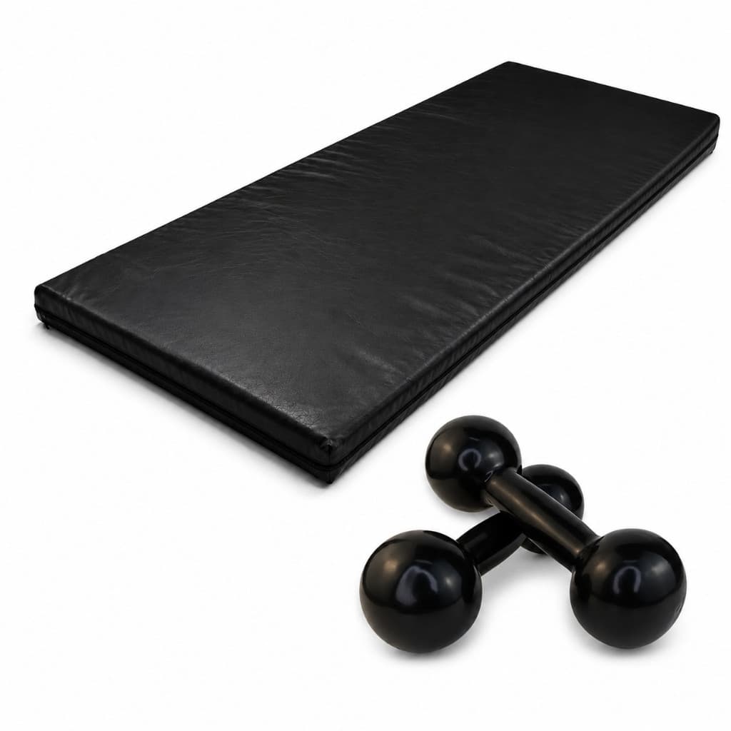 Desconto! Kit Fitness Completo Par de Halteres Bola Emborrachado 3kg + Colchonete Academia 90x40x3cm