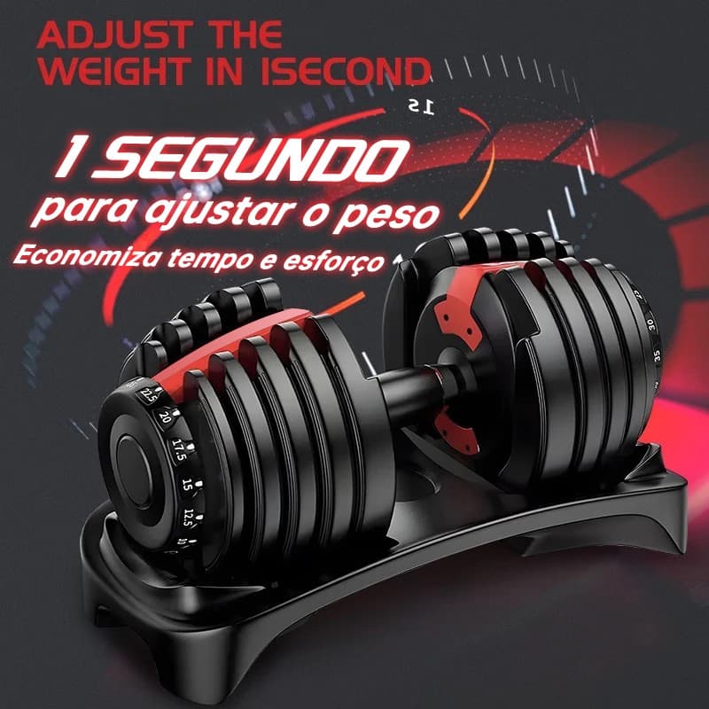 Halter Ajustável 24kg 1 Unidade Dumbbell Treino Musculação Casa Academia Pegada Antiderrapante