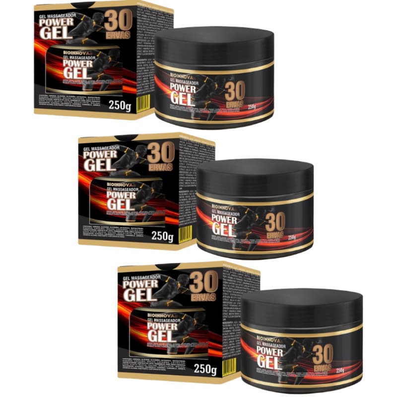 Gel Para Massagem Power Gel 30 Ervas  250gr  Bioinnova Kit 3 Unidades