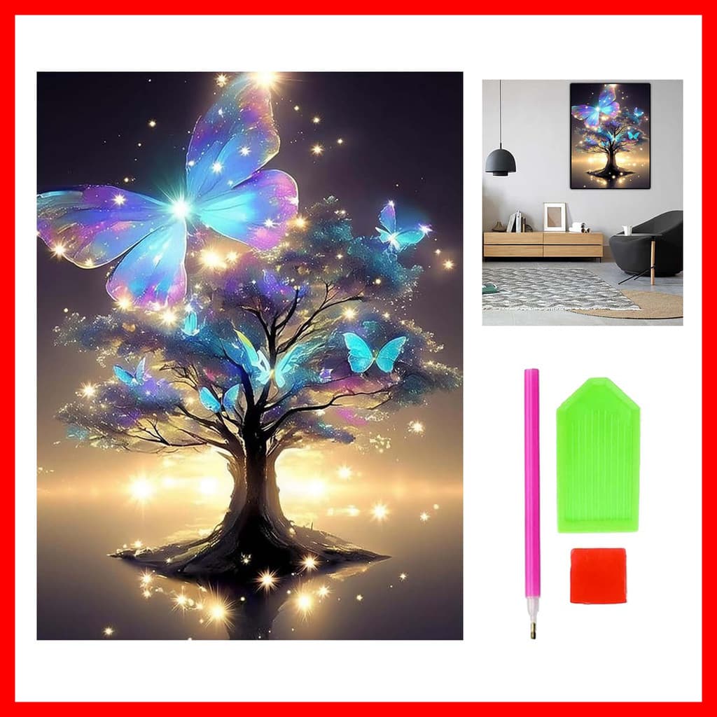 30x40cm borboleta estrela árvore pintura diamante conjunto 5D diamante arte completa diamante arte tridimensional artesa