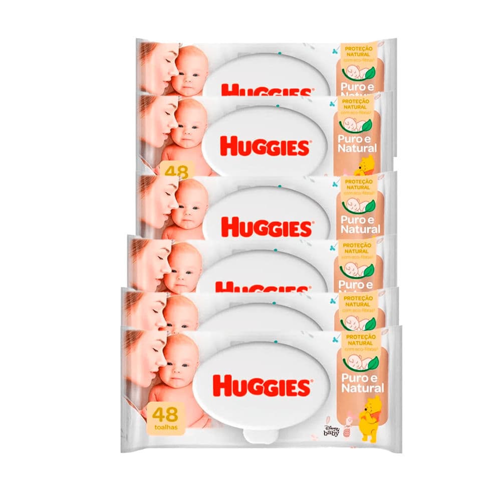 Kit Lenço Umedecido Huggies Puro E Natural - 288 Unidades