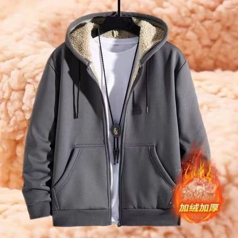 Jaqueta Com Capuz Masculina De Inverno , Pele De Cordeiro , Forro Grosso Quente Unissex