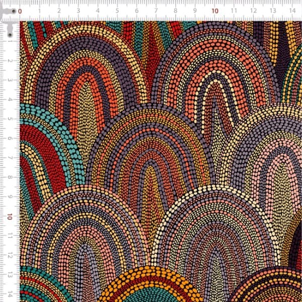 Tecidos Tricoline Digital Padrão Bohemia Ondulado Patchwork Costura Ateliê Pano DIY Artesanato