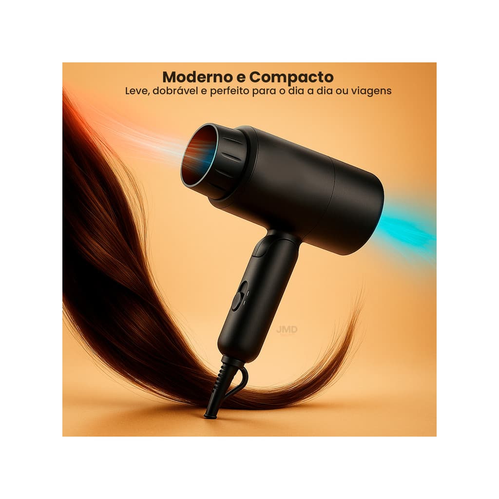 Secador de Cabelo Dobrável Profissional  1400W Dobrável Íons Negativos Portátil Viagem