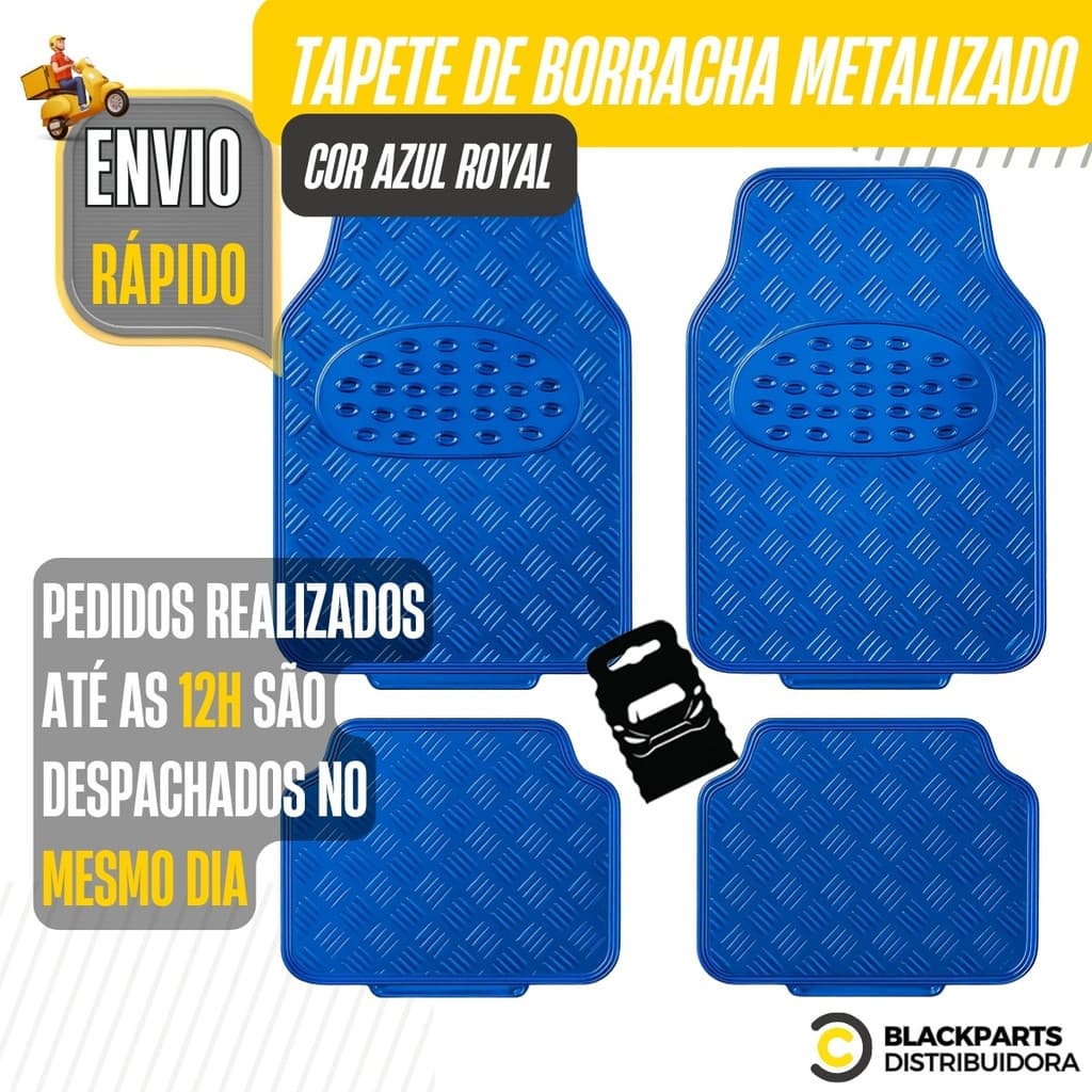 Jogo Tapete Automotivo Metálico Volkswagen Cromado Azul