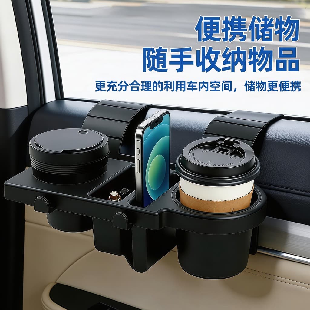 Suporte para copos na porta do carro, suporte para celular no carro, cinzeiro e suporte para bebidas, rack de armazename