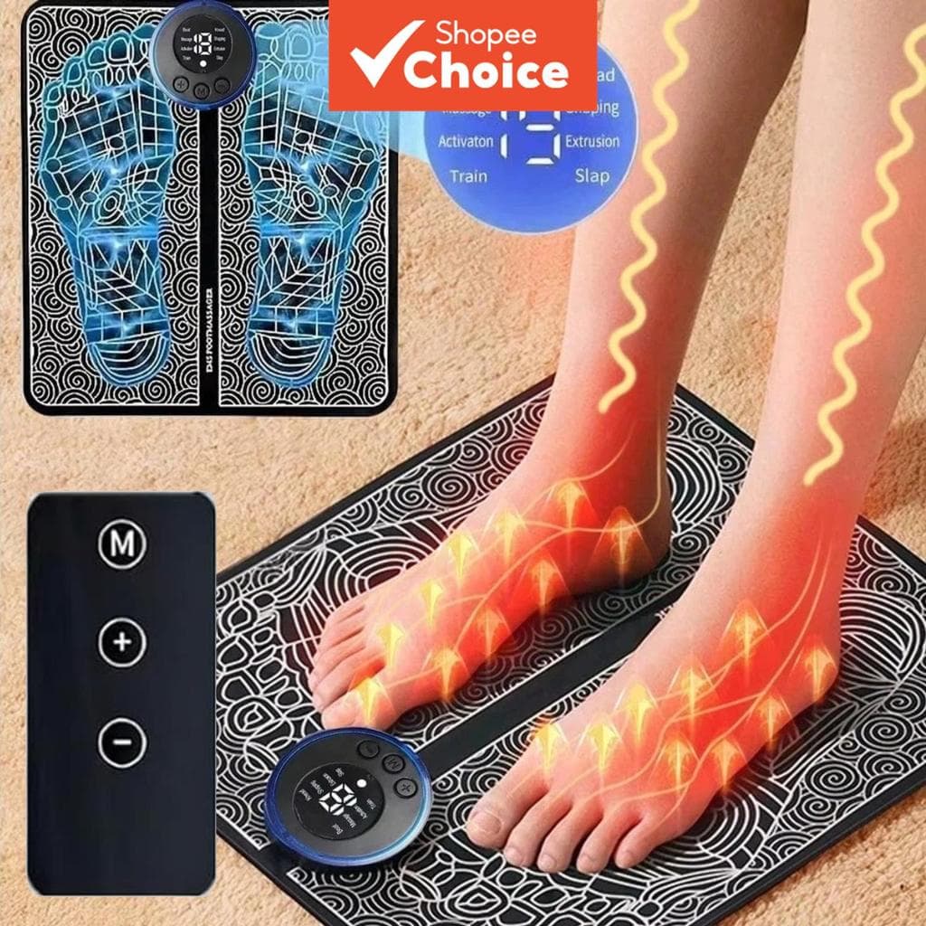 Tapete Massageador Elétrico EMS para Pés, Almofada Estimuladora de Relaxamento Muscular, Controle Remoto