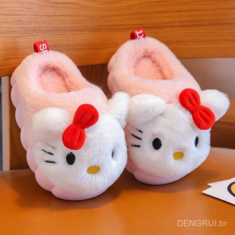 Chinelos Infantis de Desenho Animado, Calçados Quentes de Inverno para Meninos e Meninas, Antiderrapantes e Confortáveis