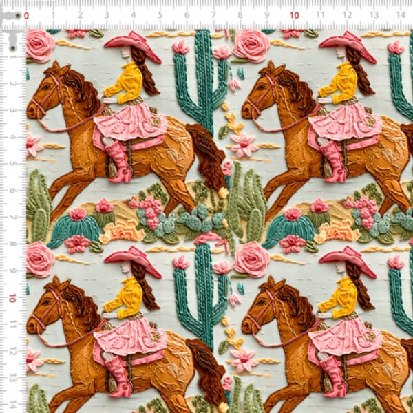 Tecido Tricoline Digital 3D Dama do Deserto Pano Patchwork Costura Ateliê Artesanato DIY