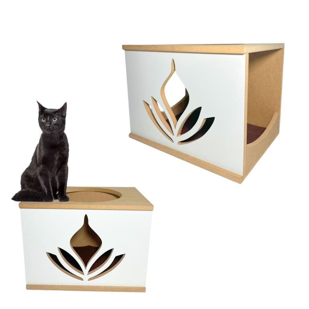 Nicho Para Gato Flor de Lotus REFORÇADO MDF15MM Montado Casinha de Gato Caminha de Gato Toca