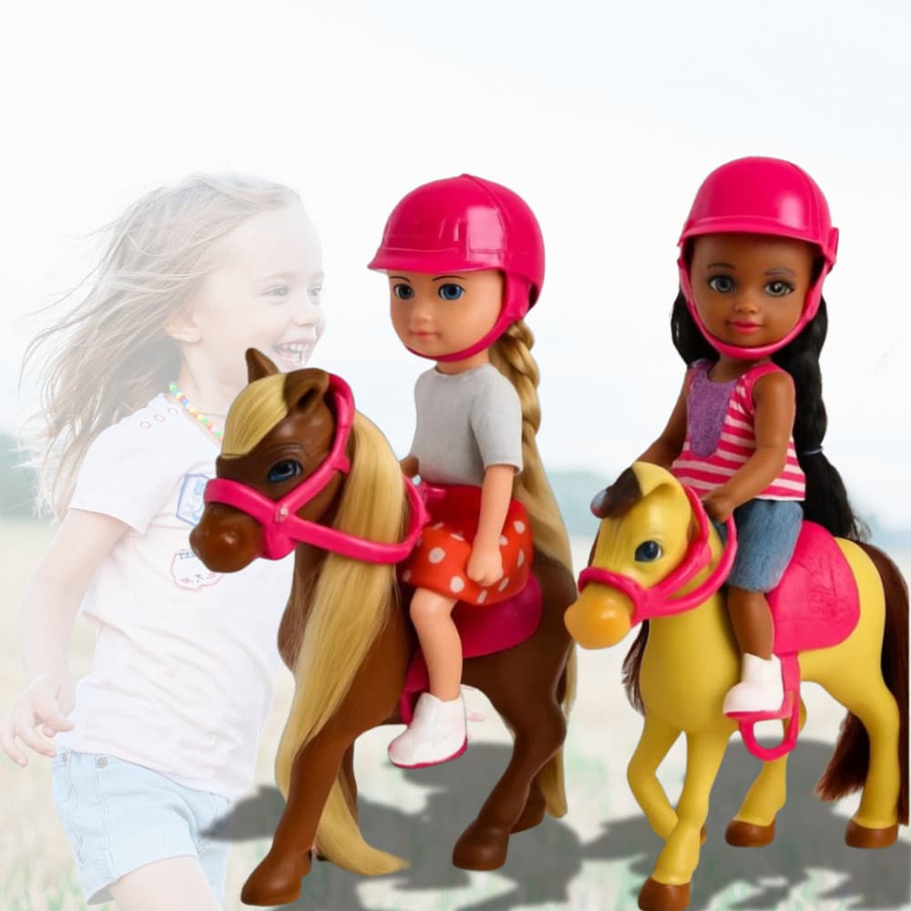 Brinquedo Infantil Boneca Articulada com Cavalo Crina Longa Penteável Presente Menina