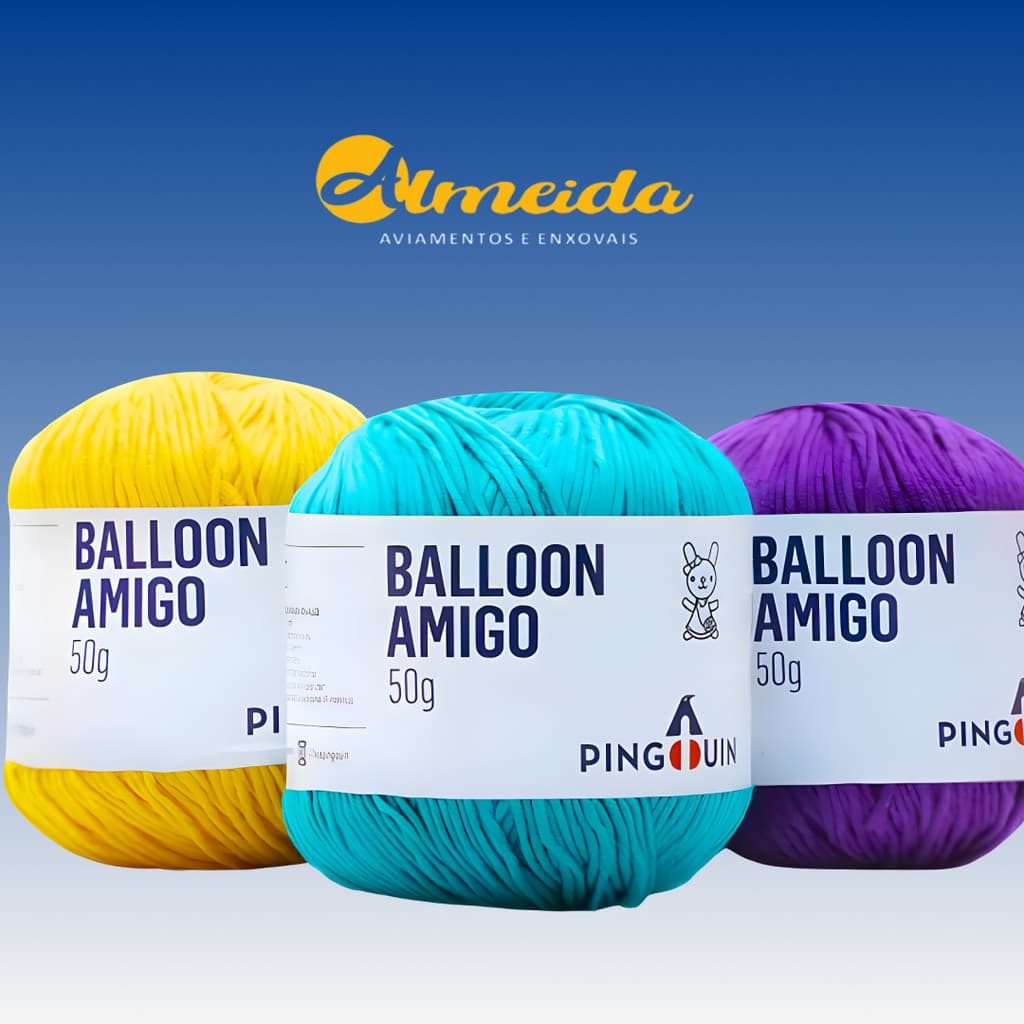 Kit 3 Novelos Fio Linha Balloon Amigo Pingouin 50g 150m Amigurumi / Crochê / Tricô - ESCOLHA AS CORES PELO CHAT