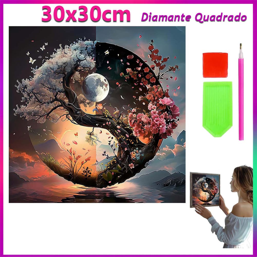 30x30cm Yin e Yang pintura de diamante pintura de diamante 5D decoração de parede doméstica de arte Diamante quadrado