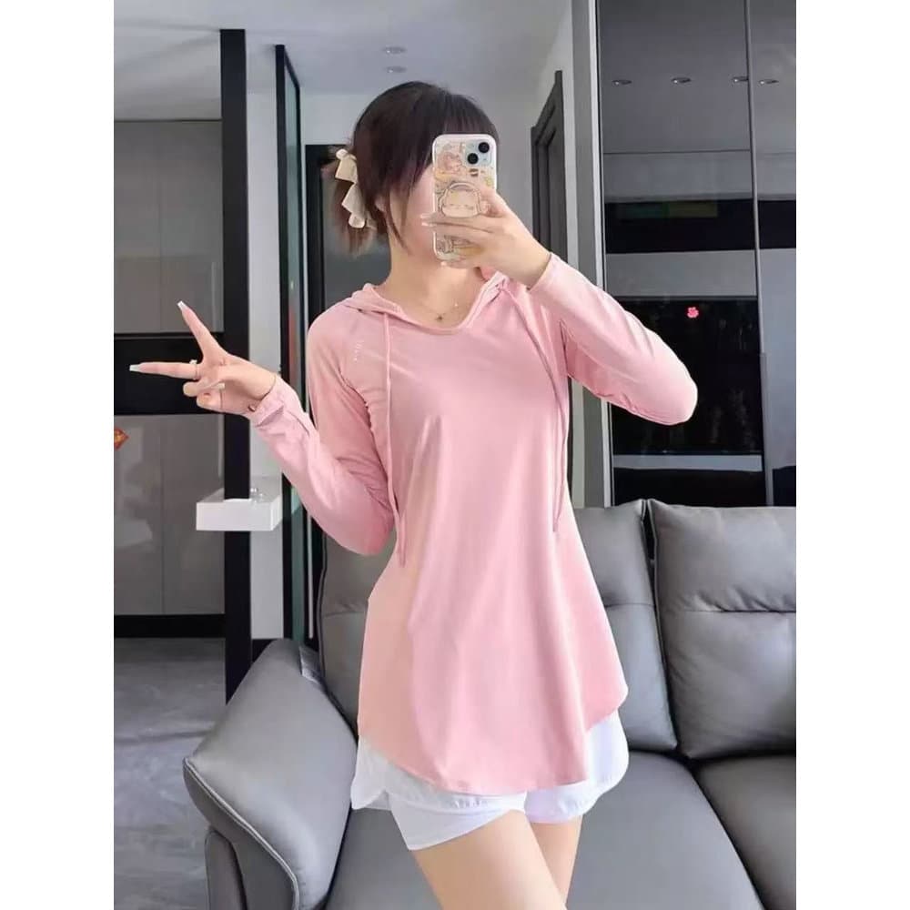 Roupas de Yoga femininas soltas esportes topos de comprimento médio roupas de Fitness mais magro olhar capa nádegas com 