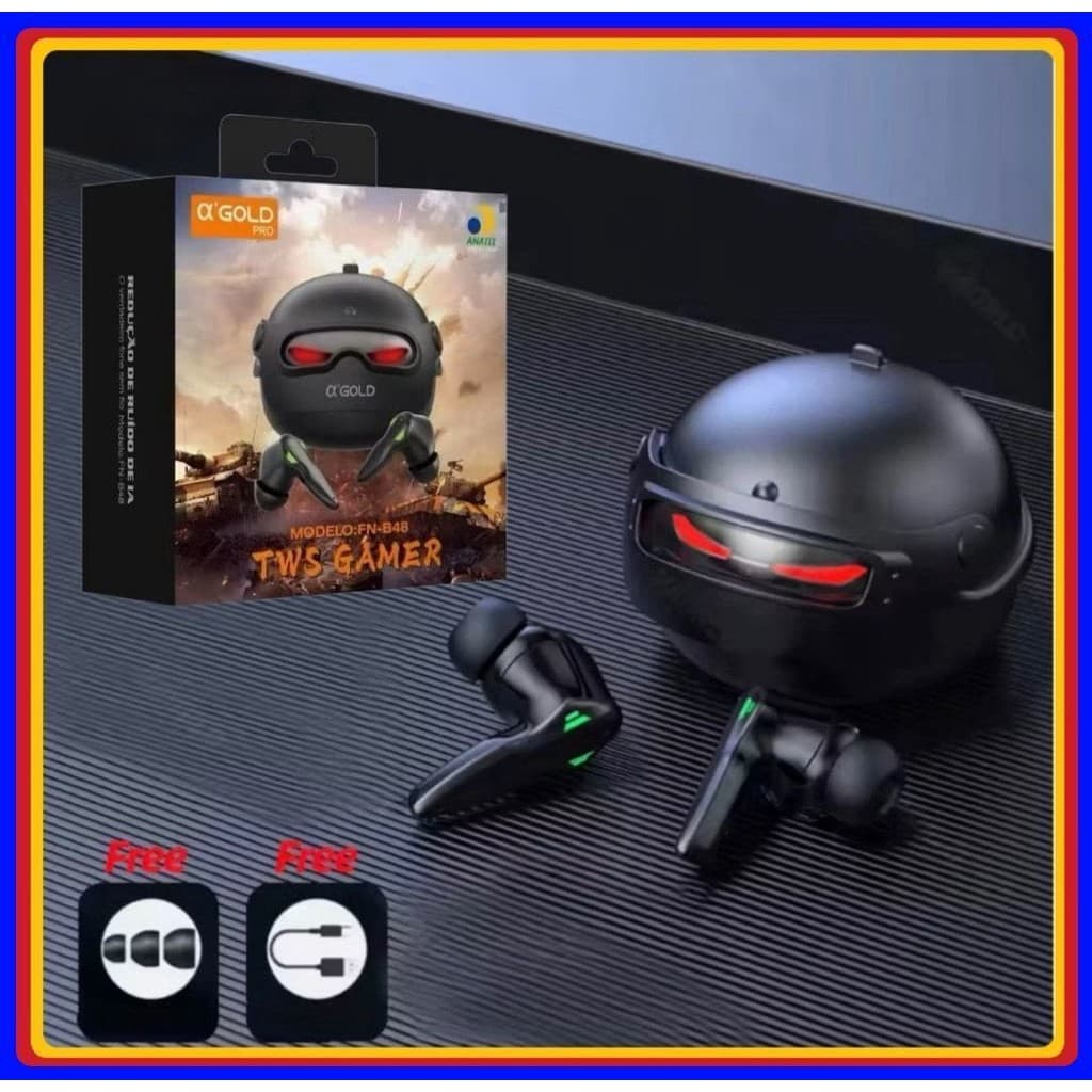 Fone de Ouvido Gamer Capacete Bluetooth Sem Fio Fone TWS Com Redução De Ruído A' Gold FN-B48