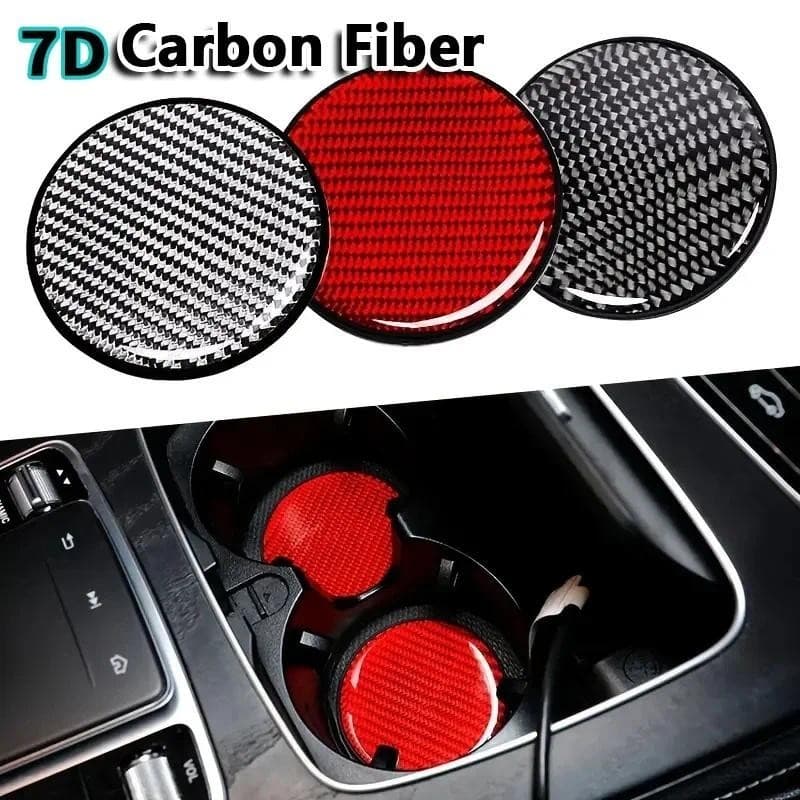 Adequado Para Interiores Automotivos De Carro Tapetes De Chaleira De Fibra De Carbono Tapete Antiderrapante Copos De Águ
