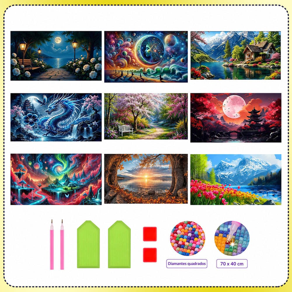70x40cm Pintura com diamantes diamantes quadrados 5D alívio do estresse artesanato faça você mesmo decoração para casa