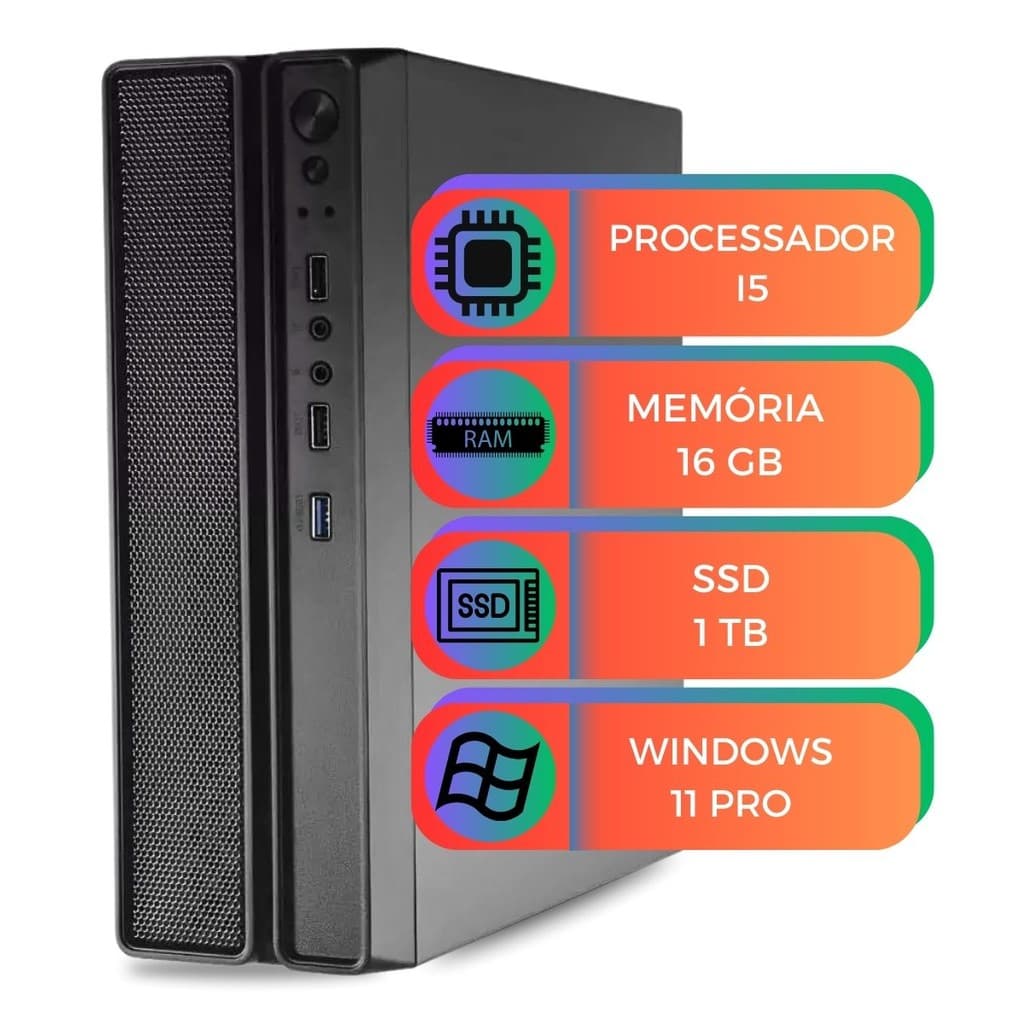 SlimDesk Computador MultiPC Core i5 3ª Geração 16GB RAM SSD 1TB NVMe Windows 11 Pro - Alta Potência
