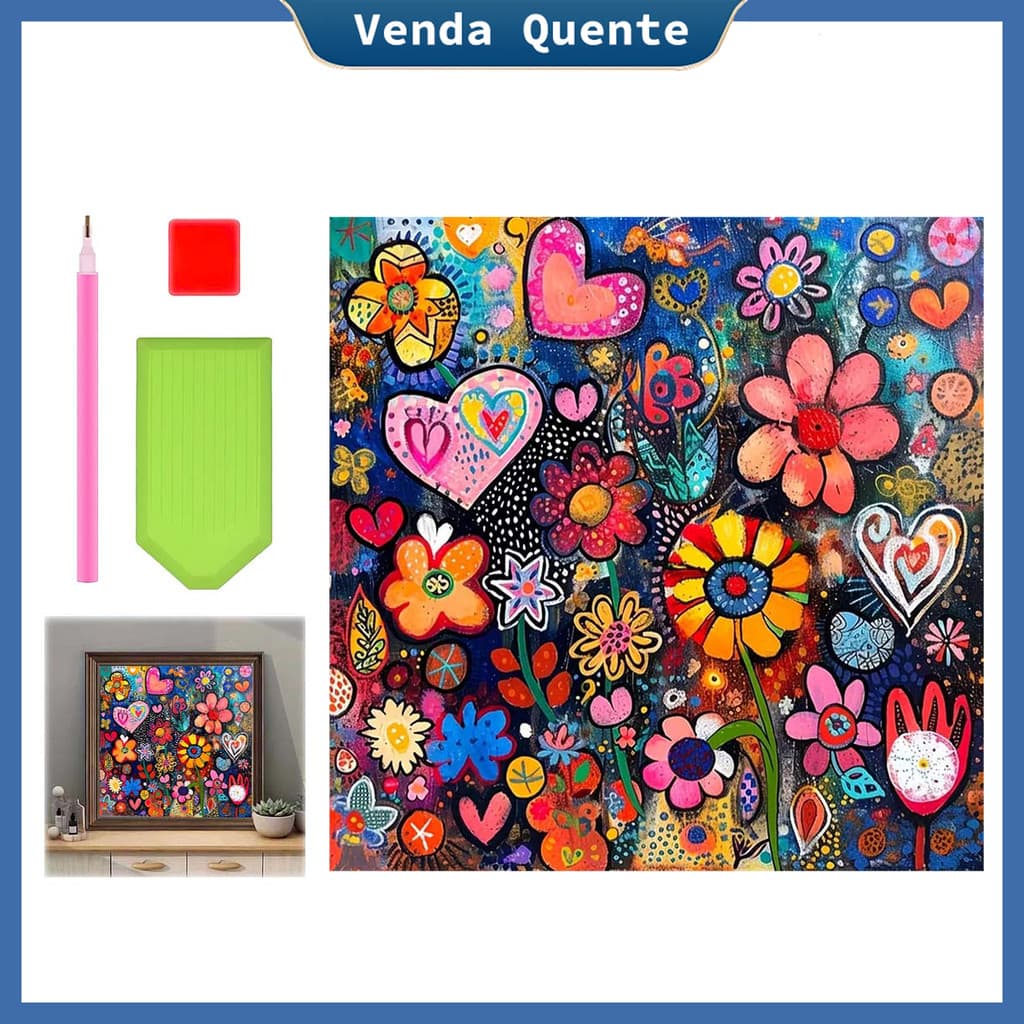 "Sonho de flores coloridas" pintura diamante 30 cm x 30 cm, 5D Pintura Diamante, Decoração Da Parede Pintura Artesanal