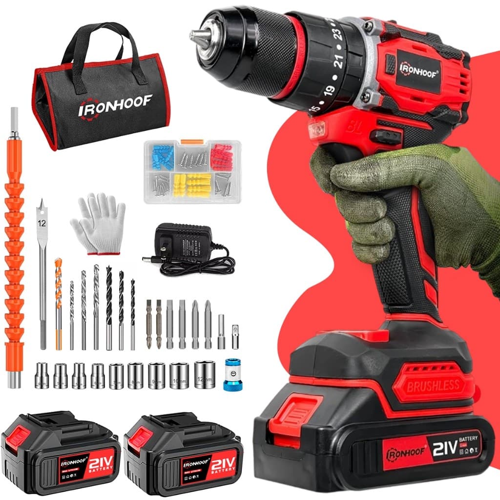3 Em 1 Furadeira Parafusadeira A Bateria De Impacto Motor Brushless Profissional​ 21V 2 Bateria