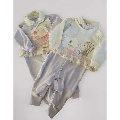Kit Macacão Bebê Menina Delicado Ursinho tamanho P 1 a 4 meses roupa de bebe enxoval menina 100% algodão