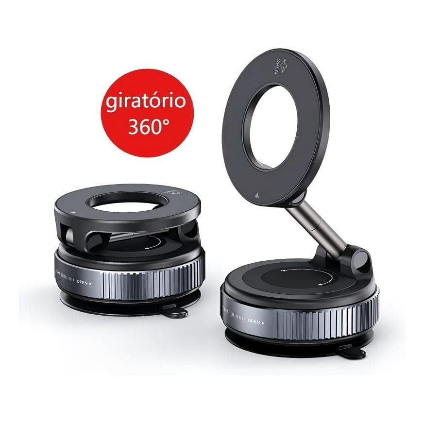 Suporte magnético circular giratório 360° para celular, dobrável e retrátil, portátil para uso em carro e mesa