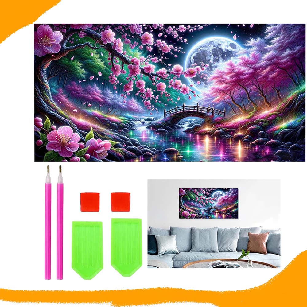 Flores de cerejeira, diamantes quadrados, pintura com diamantes 5D DIY, kit inicial para pintura com diamantes, 70x40 cm