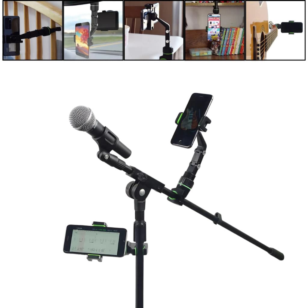 KIT com 2 Suporte De Celular Clips Pedestal Violão Microfone veicular Universal