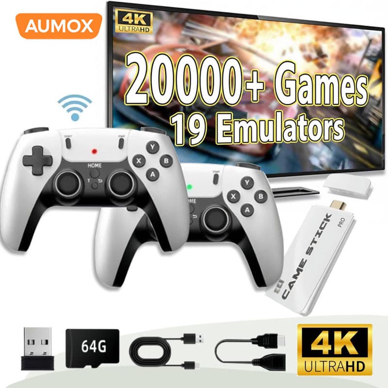 GameStick M15 Pro Mini Videogame Portátil 64GB HDMI com 2 Controles Sem Fio + 20.000 Jogos