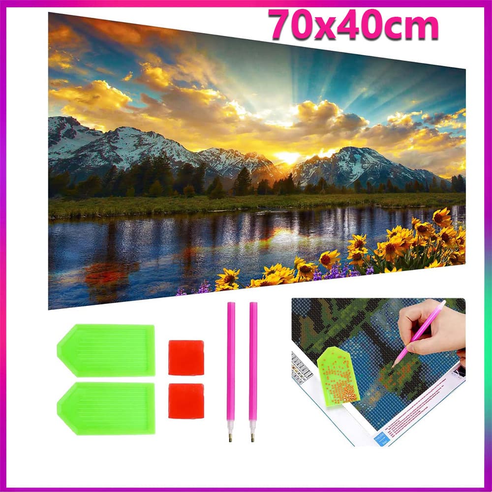 70x40cm Lago ao pôr do sol pintura de diamante kits de pintura de diamante 5D decoração de parede doméstica kits de arte