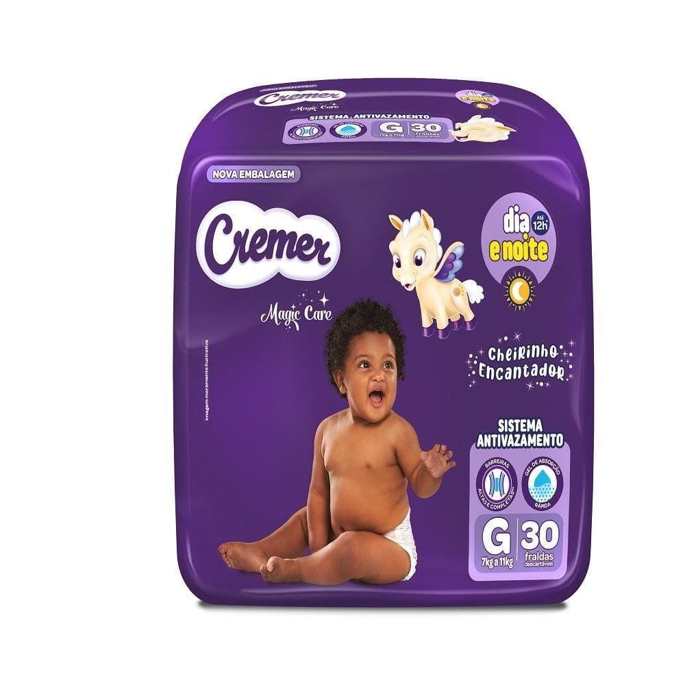 Fralda Descartável Cremer Magic Care Econômica Tamanho G - 8 Pacotes com 30 Fraldas -  Total 240 Tiras
