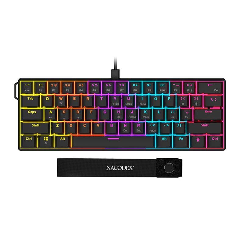 Teclado Mecanico Ajazz NK61, Rainbow, Switch Vermelho, Preto, NK61-BK