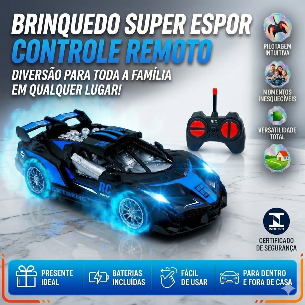 Carrinho Controle Remoto Infantil Open Future 7 Funções -Premium