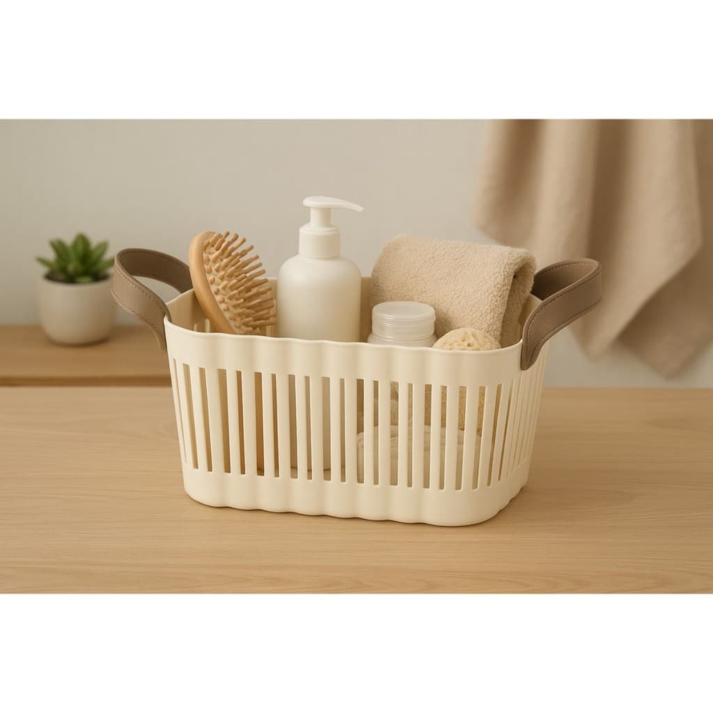 Cesto Organizador de Plástico Com Alças Multiuso Dispenser Decoração Clean Cozinha Banheiro