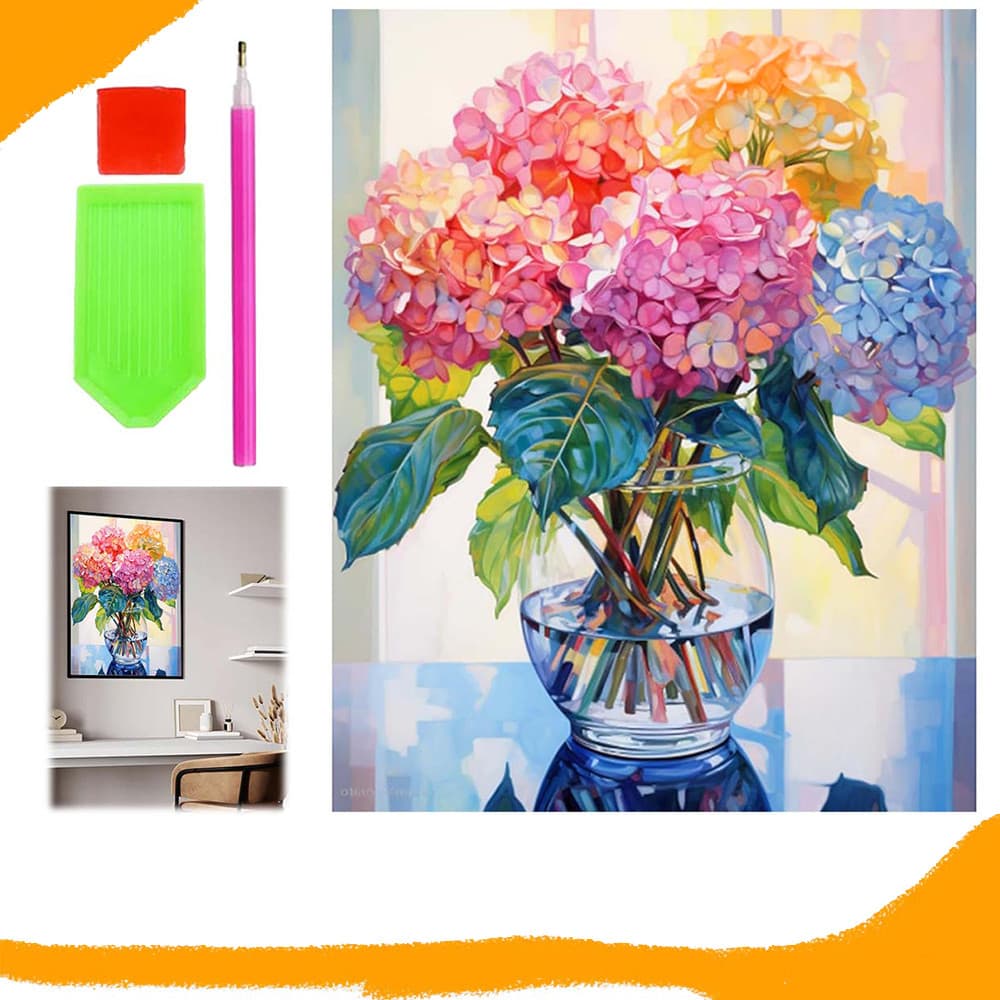 Flores coloridas, Pintura Diamante Quadrada, Pintura Diamante 5D DIY, Kit de Pintura Diamante para Iniciantes, 30 x 40cm