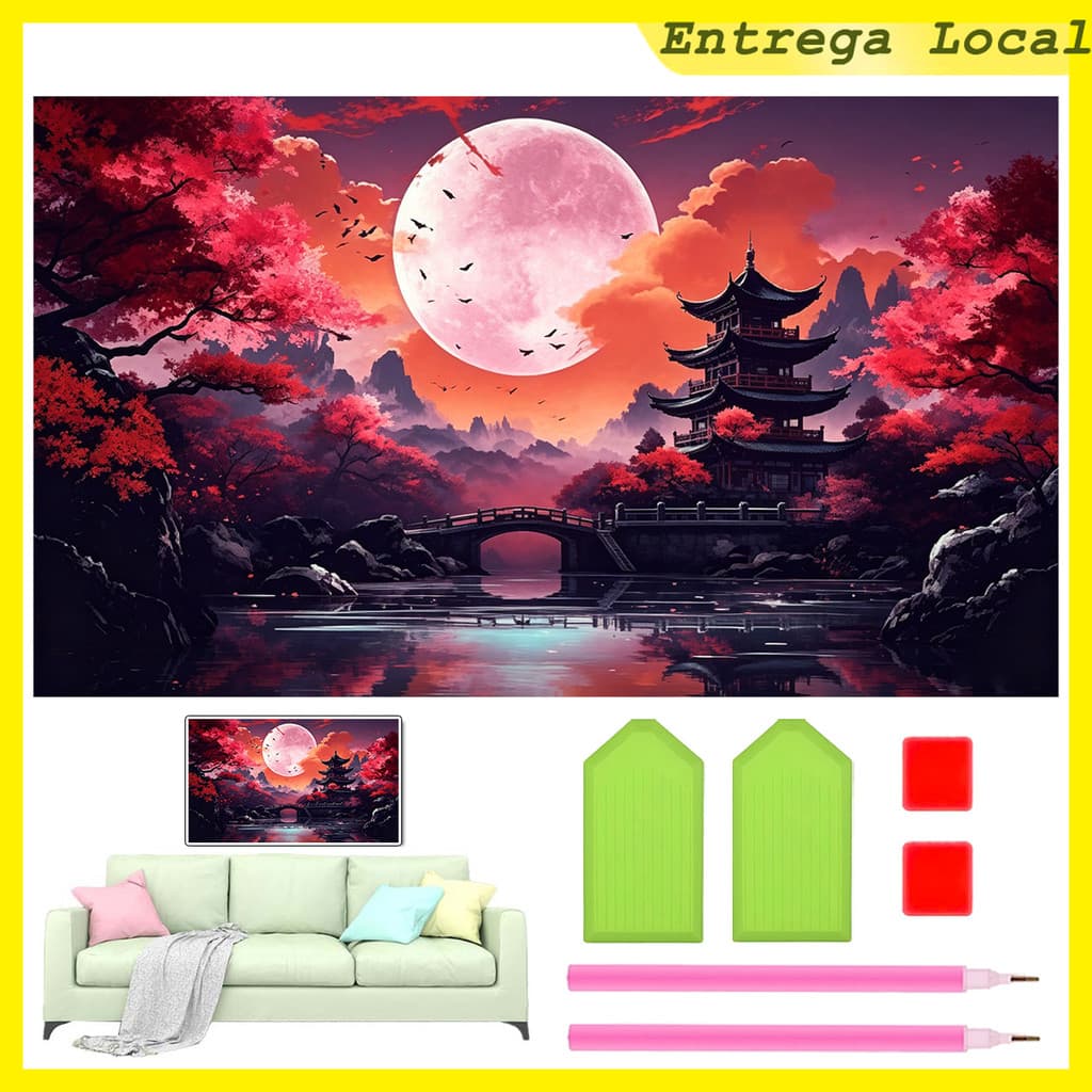 5D pintura diamante, 70x40 cm Pintura Diamante," lua de sangue Fengting " pintura diamante