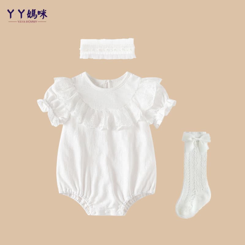 Bebê bebê roupas de verão versão coreana macacão fino bebê menina renda princesa macacão recém-nascido cem dias macacão