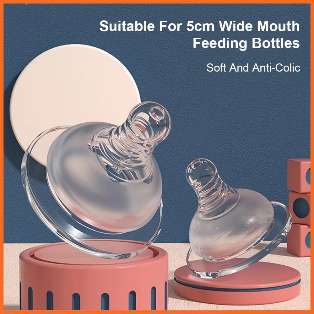 Mamilo De Bebê Para Mamadeiras De Pescoço Largo De 5 Cm De Substituição De Silicone Macio Sem BPA