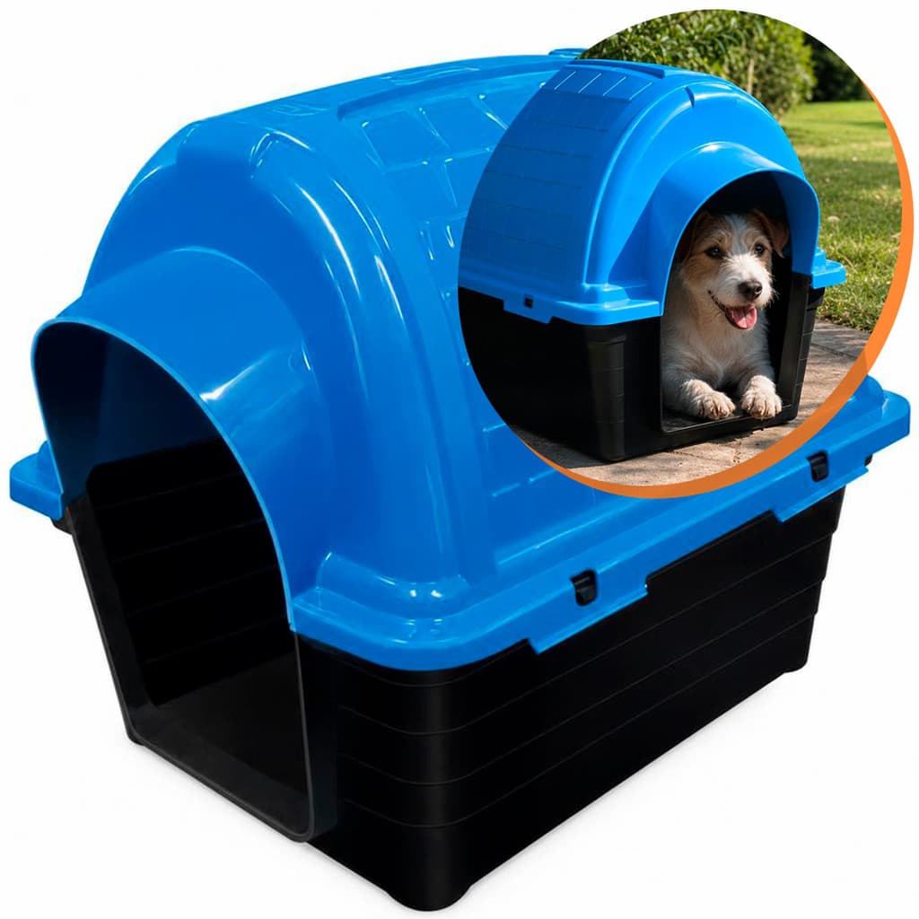 Casinha para Cães N3 Azul iPoppy Furacão Pet Porte Pequeno Plástico
