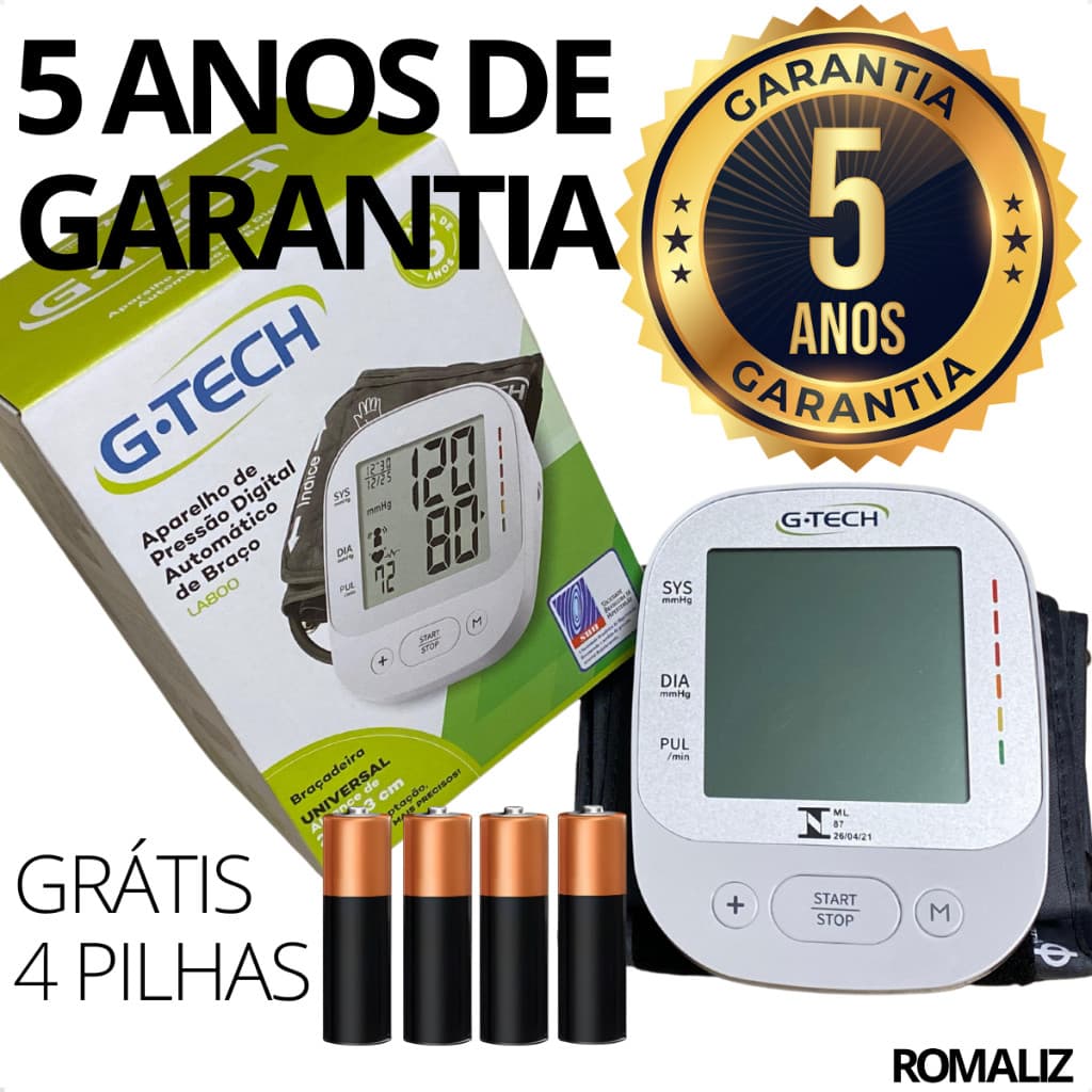 Aparelho de Pressão de Braço Digital G-Tech LA800 Aferir e Medir Pressão Medidor Arterial Indicador