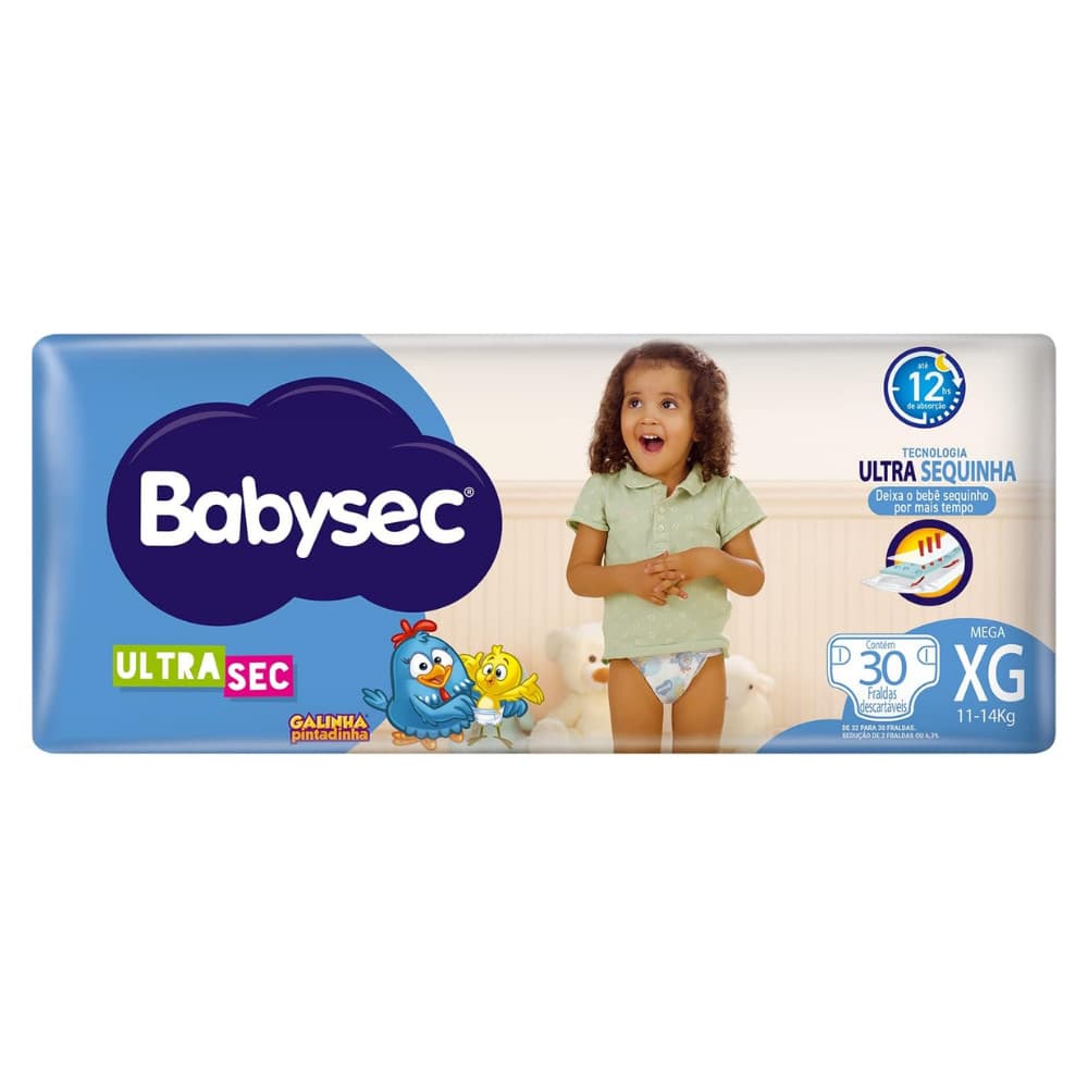 BabySec Ultrasec Galinha Pintadinha Mega XG 30un – Super Absorvente e Macia