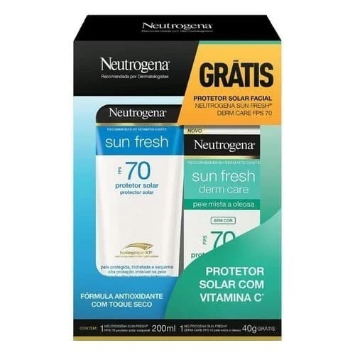 Neutrogena Sun Fresh FPS 70 200ml + Neutrogena Sun Fresh Facial FPS 70 40 gramas Grátis